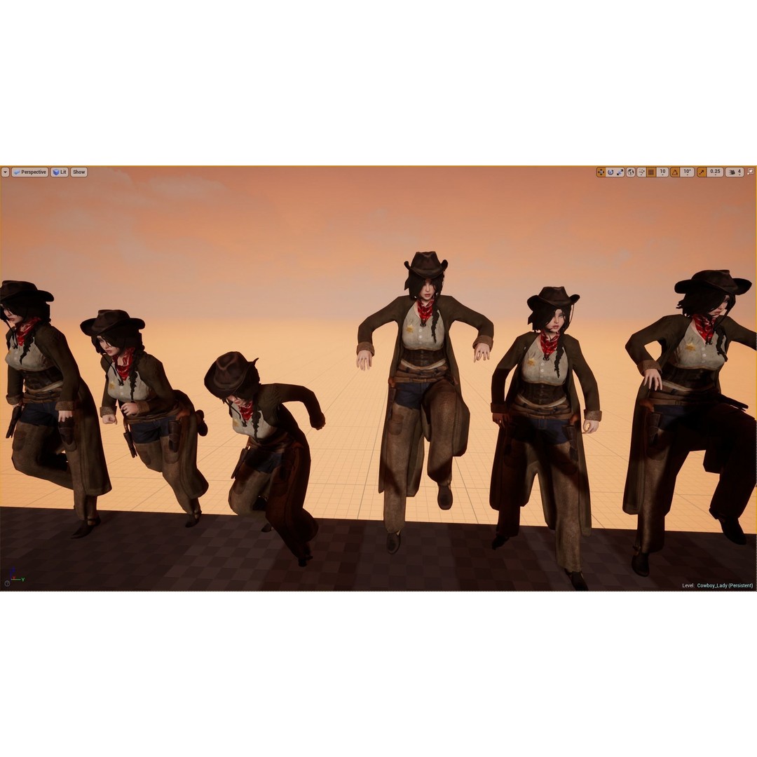 Cowboy Lady 3D Model – Low Poly Game-Ready Character with PBR Textures - View 20