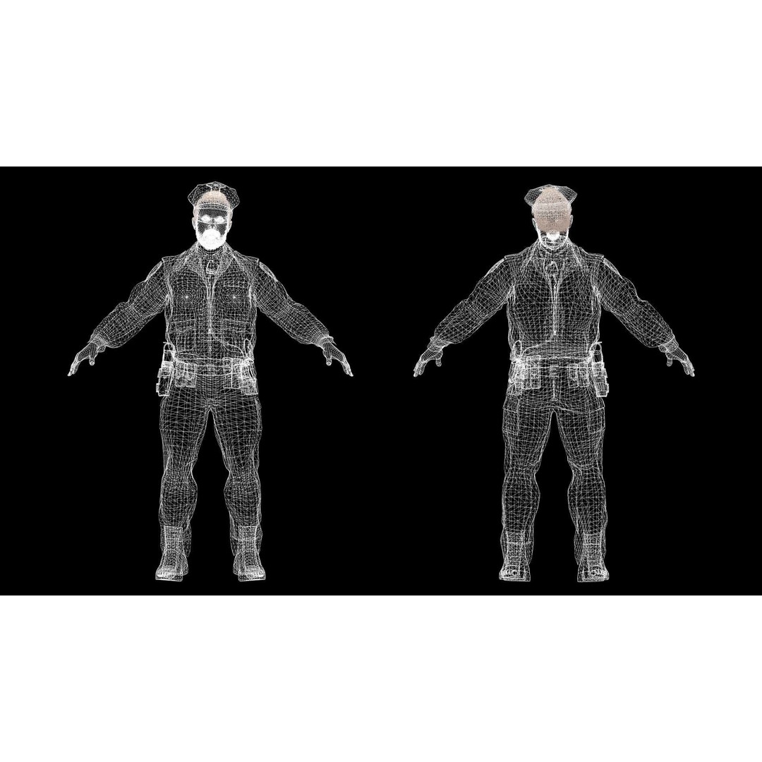 Realistic Police Officer 3D Model – Low Poly Rigged Character, FBX - View 14