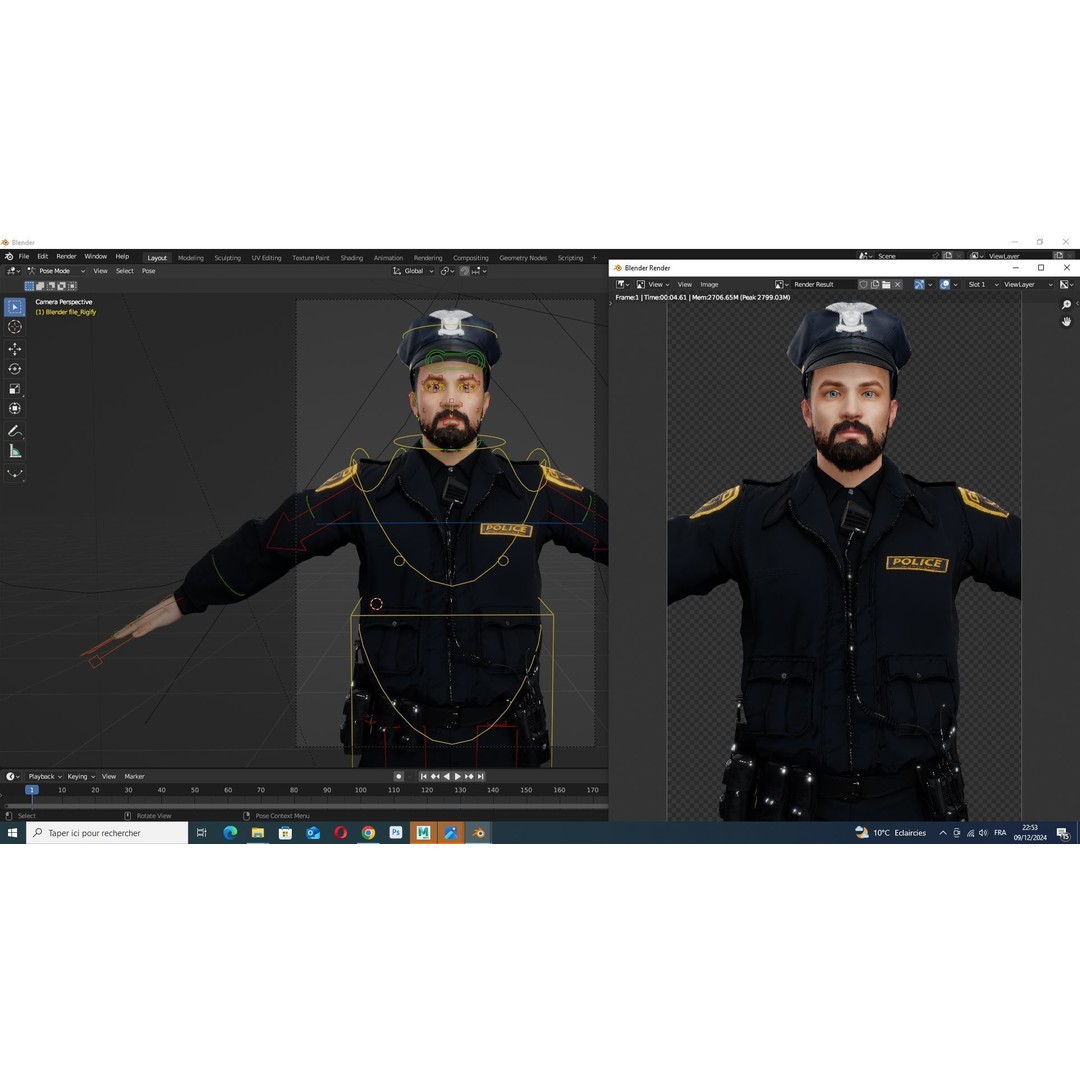 Realistic Police Officer 3D Model – Low Poly Rigged Character, FBX - View 20