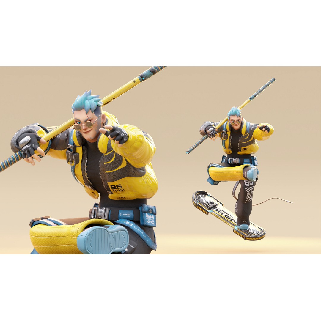 Wukong 3D Model – Low Poly Cyberpunk Character, Rigged FBX - View 12
