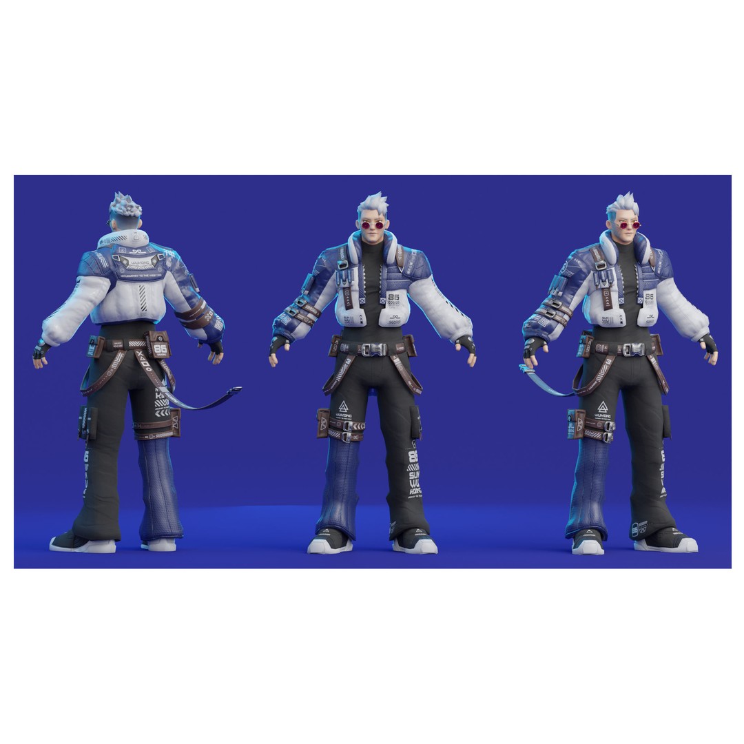Wukong 3D Model – Low Poly Cyberpunk Character, Rigged FBX - View 14
