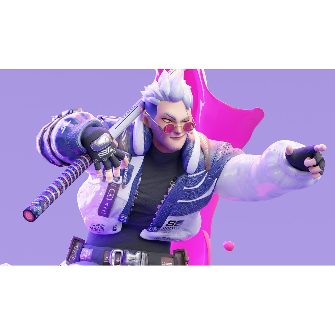 Wukong 3D Model – Low Poly Cyberpunk Character, Rigged FBX - View 17
