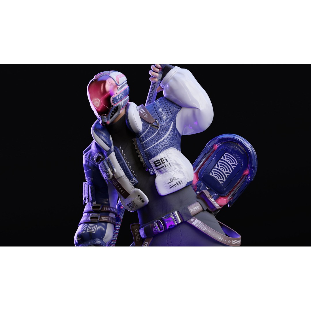 Wukong 3D Model – Low Poly Cyberpunk Character, Rigged FBX - View 20