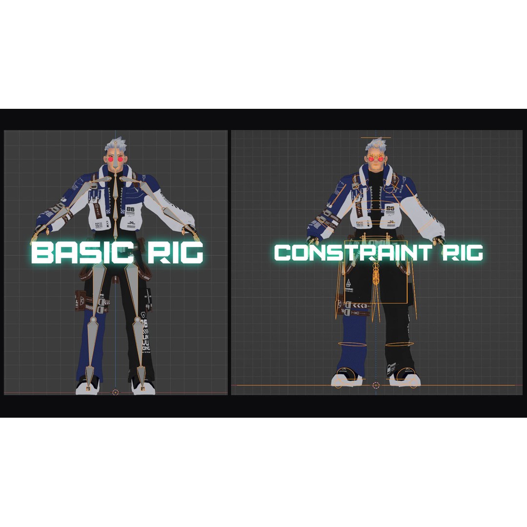 Wukong 3D Model – Low Poly Cyberpunk Character, Rigged FBX - View 22