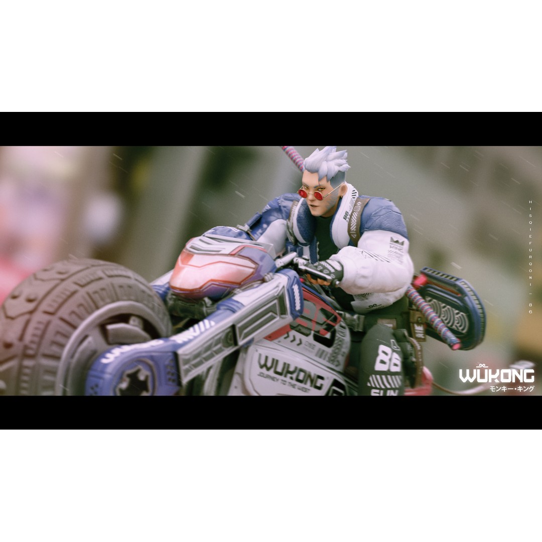 Wukong 3D Model – Low Poly Cyberpunk Character, Rigged FBX - View 3