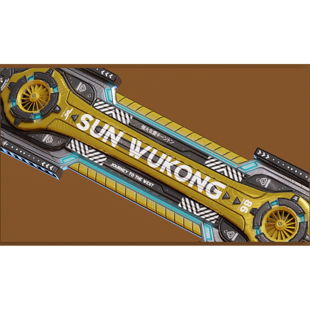 Wukong 3D Model – Low Poly Cyberpunk Character, Rigged FBX - View 33
