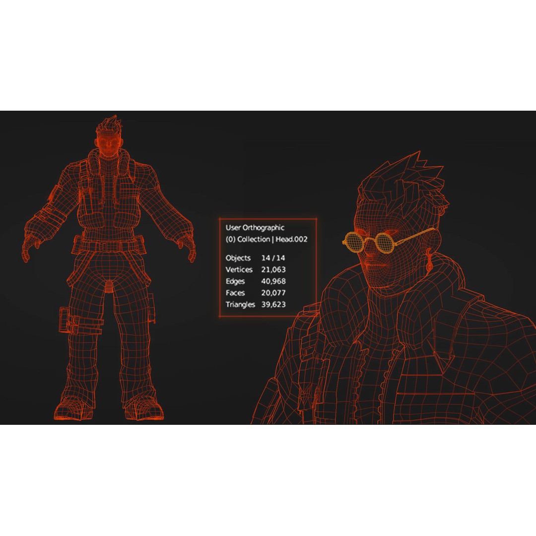 Wukong 3D Model – Low Poly Cyberpunk Character, Rigged FBX - View 35