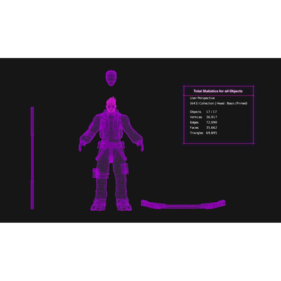 Wukong 3D Model – Low Poly Cyberpunk Character, Rigged FBX - View 40