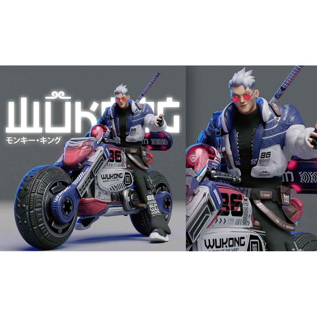 Wukong 3D Model – Low Poly Cyberpunk Character, Rigged FBX - View 42