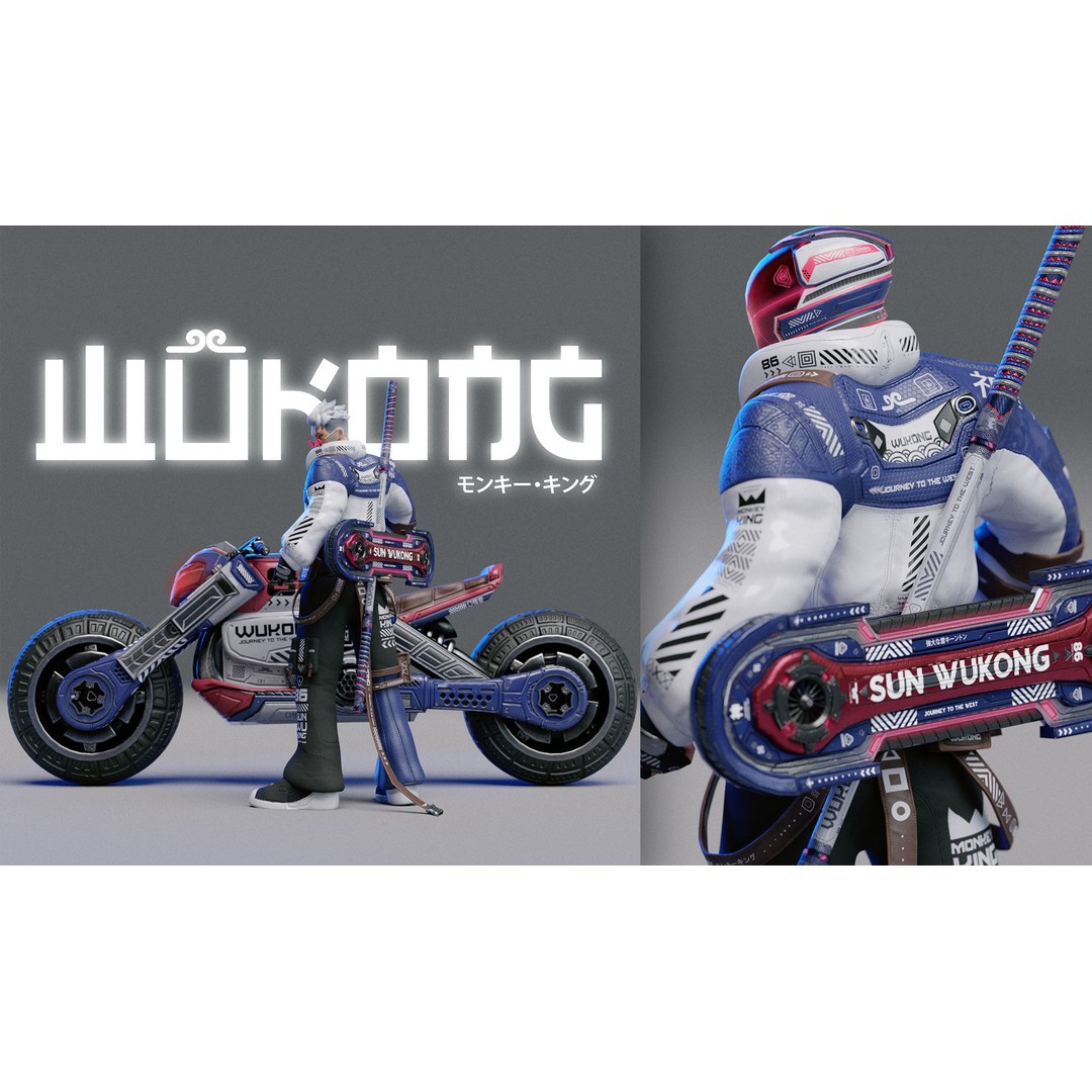 Wukong 3D Model – Low Poly Cyberpunk Character, Rigged FBX - View 43