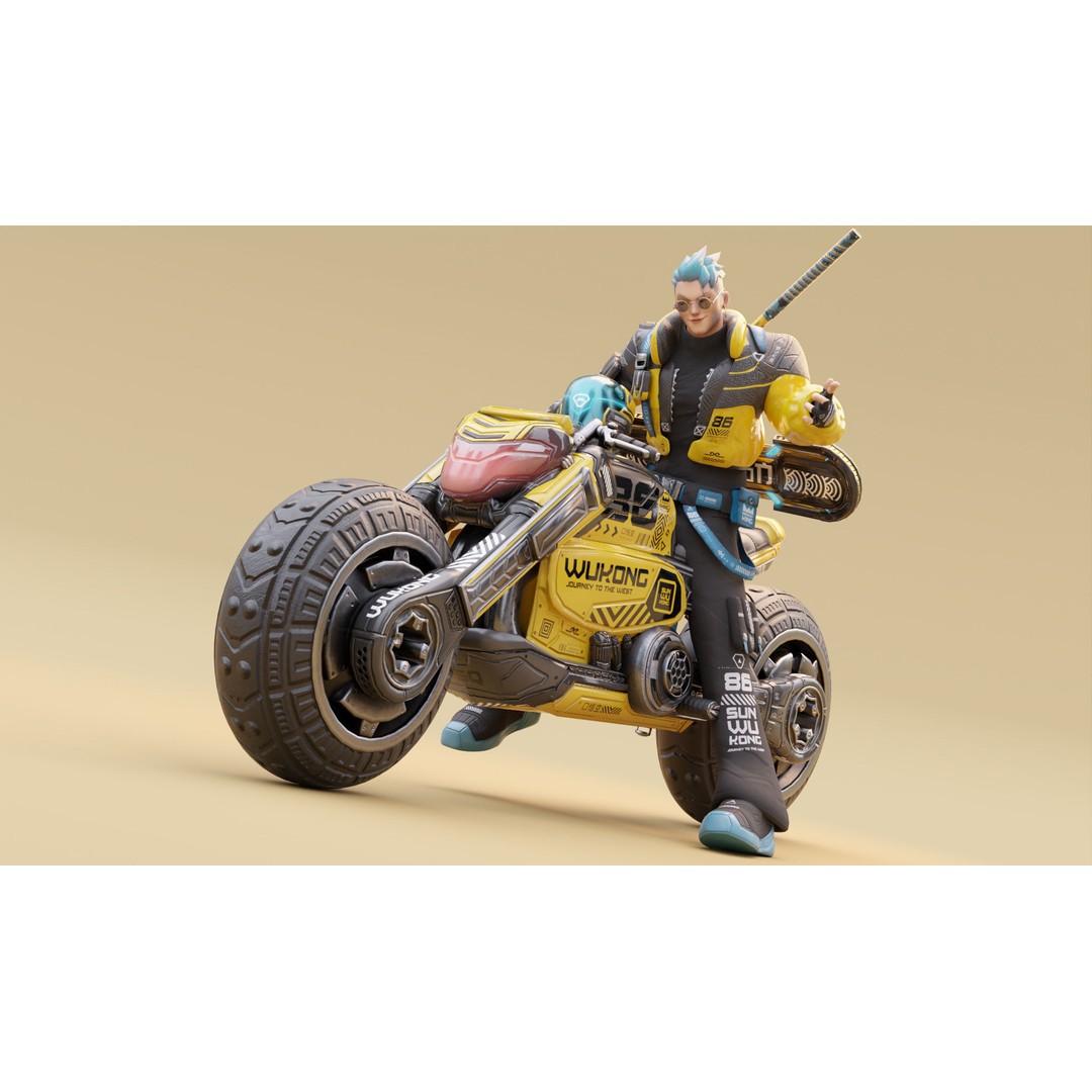 Wukong 3D Model – Low Poly Cyberpunk Character, Rigged FBX - View 5