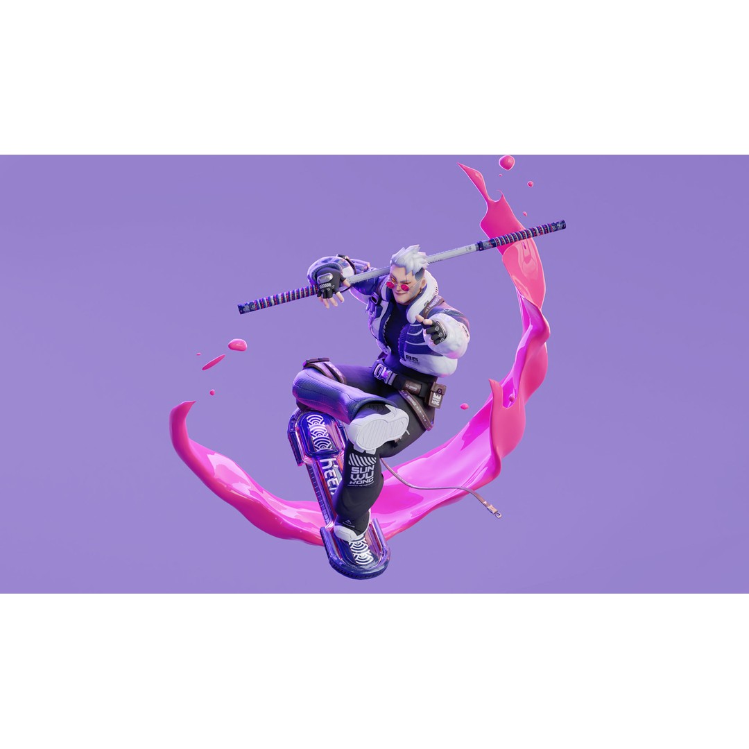 Wukong 3D Model – Low Poly Cyberpunk Character, Rigged FBX - View 9