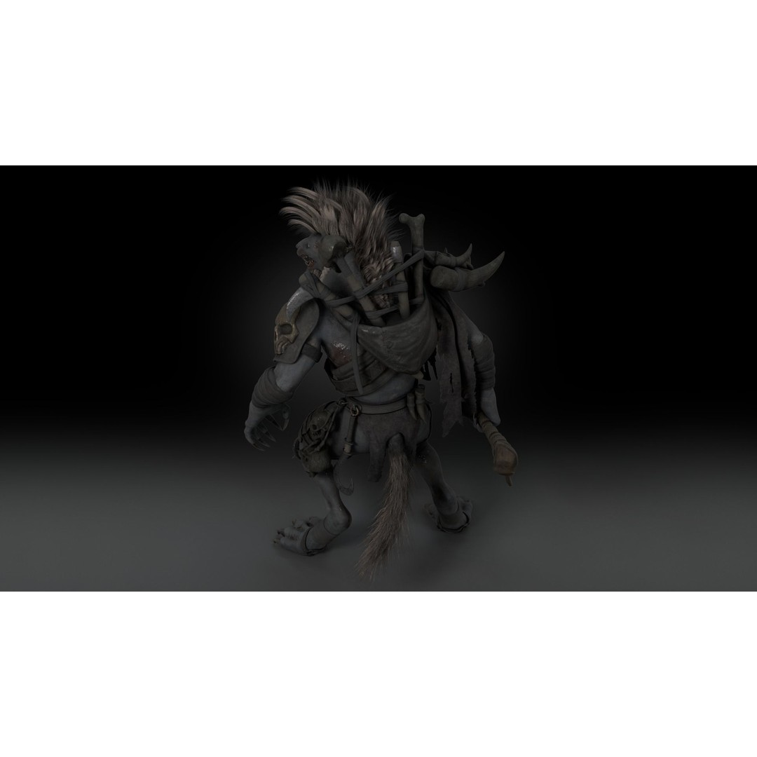 Gnoll Warrior 3D Model – Rigged Low-Poly Character with Animations - View 11