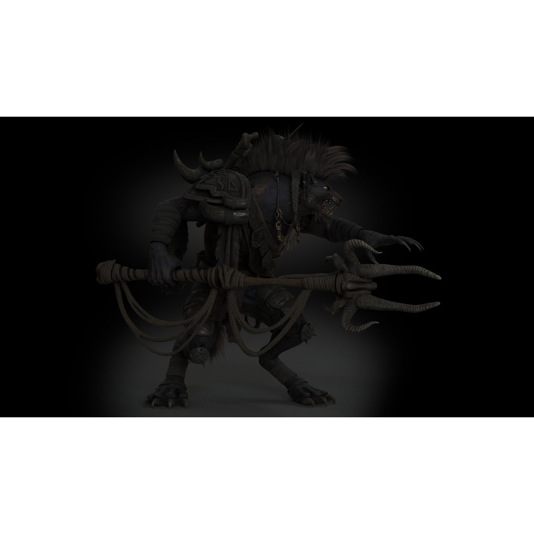 Gnoll Warrior 3D Model – Rigged Low-Poly Character with Animations - View 13