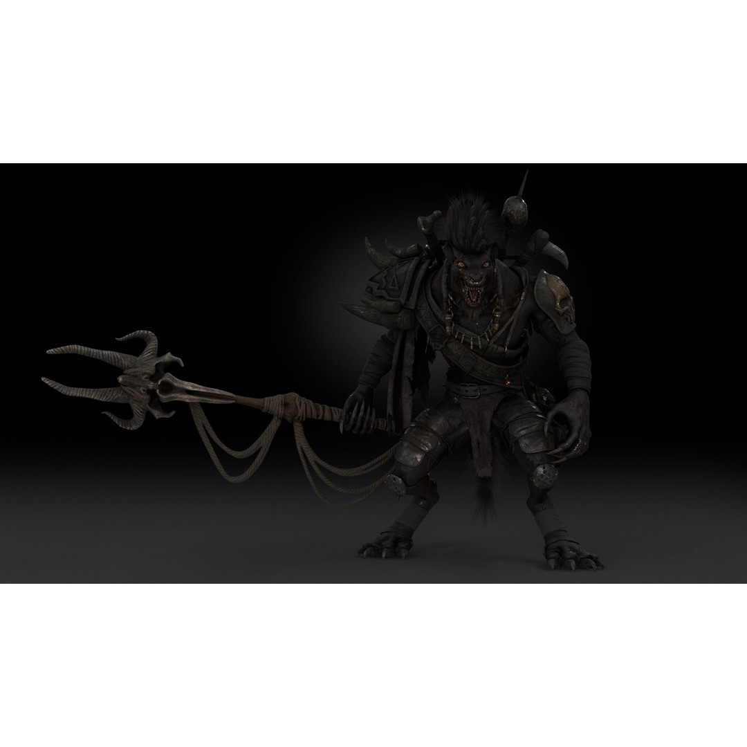 Gnoll Warrior 3D Model – Rigged Low-Poly Character with Animations - View 14