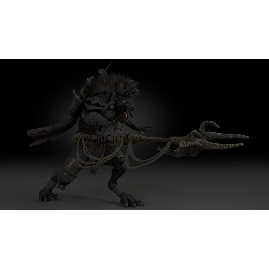 Gnoll Warrior 3D Model – Rigged Low-Poly Character with Animations - View 15
