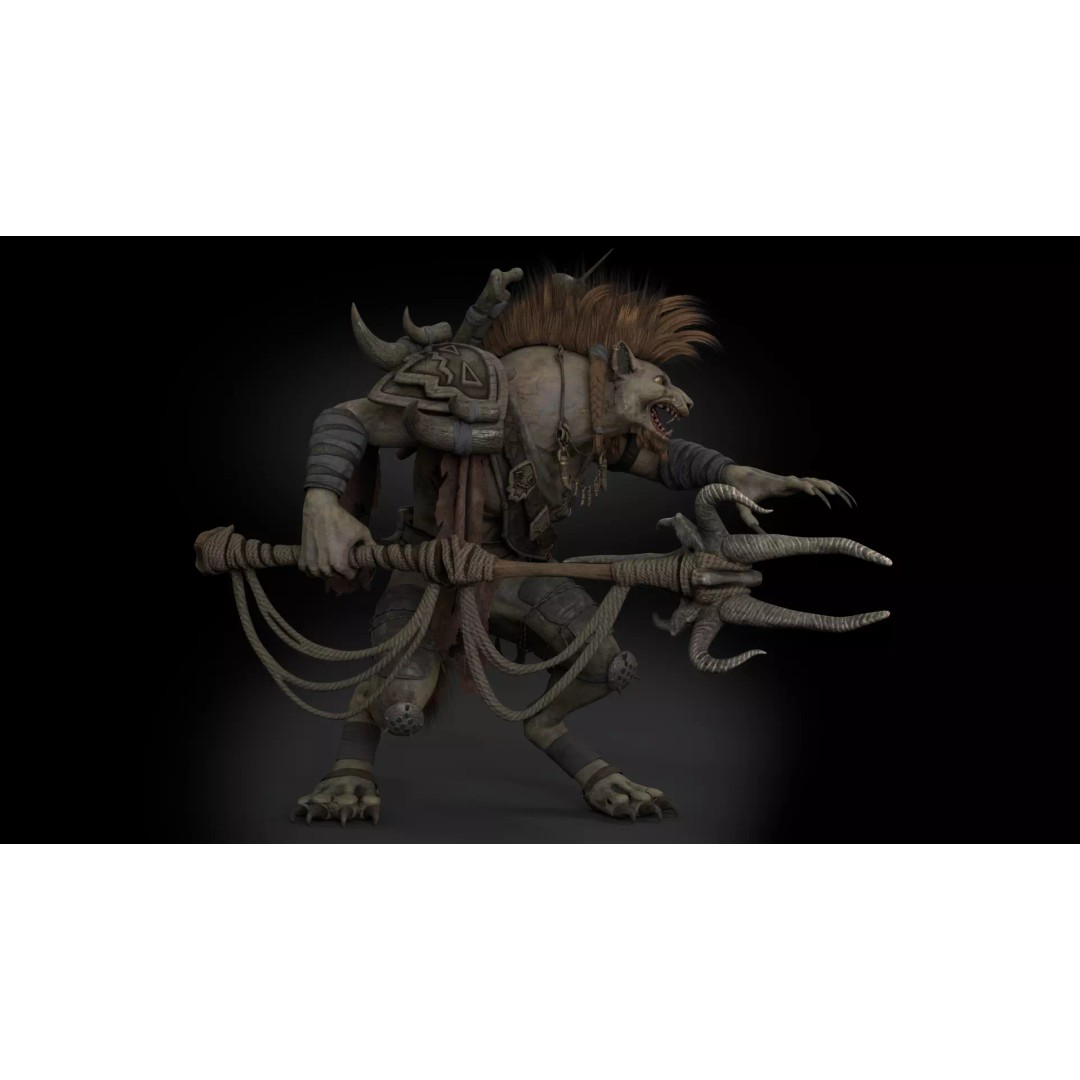 Gnoll Warrior 3D Model – Rigged Low-Poly Character with Animations - View 2