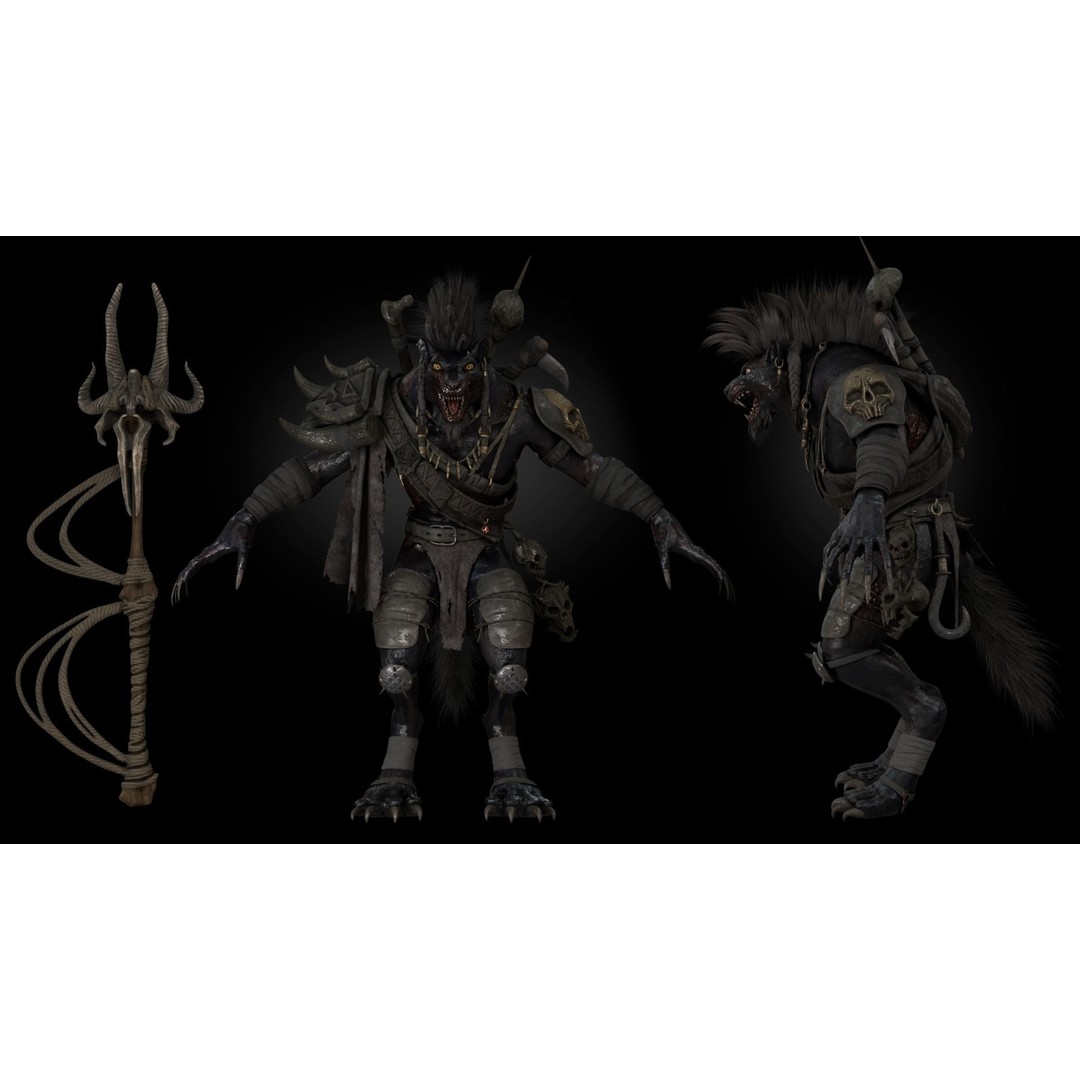 Gnoll Warrior 3D Model – Rigged Low-Poly Character with Animations - View 20