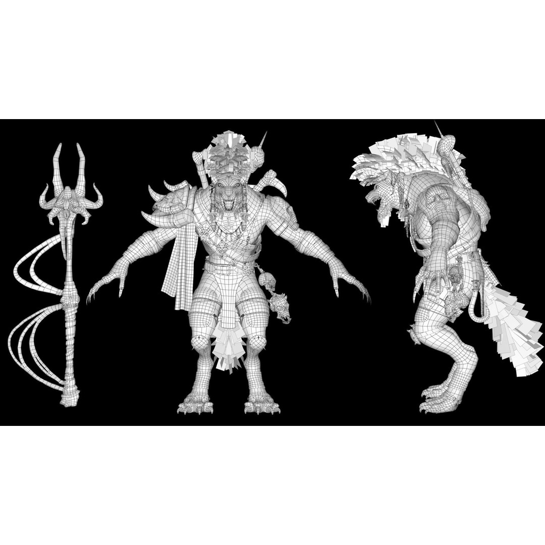 Gnoll Warrior 3D Model – Rigged Low-Poly Character with Animations - View 21