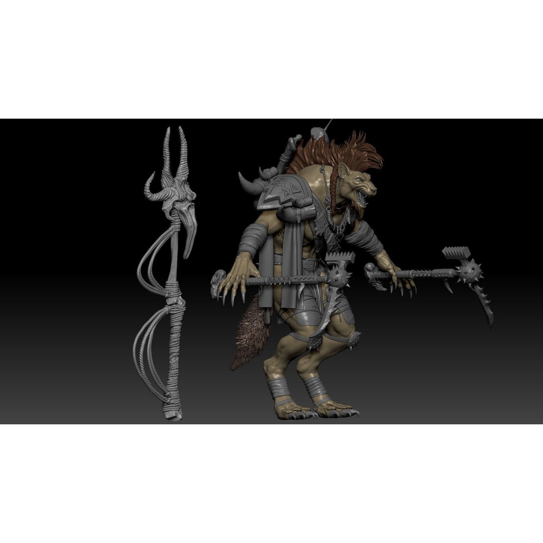Gnoll Warrior 3D Model – Rigged Low-Poly Character with Animations - View 25