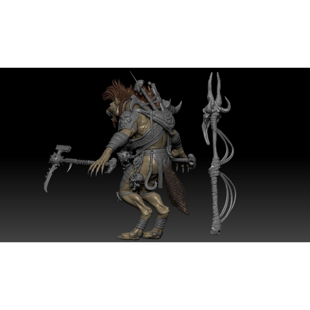 Gnoll Warrior 3D Model – Rigged Low-Poly Character with Animations - View 26