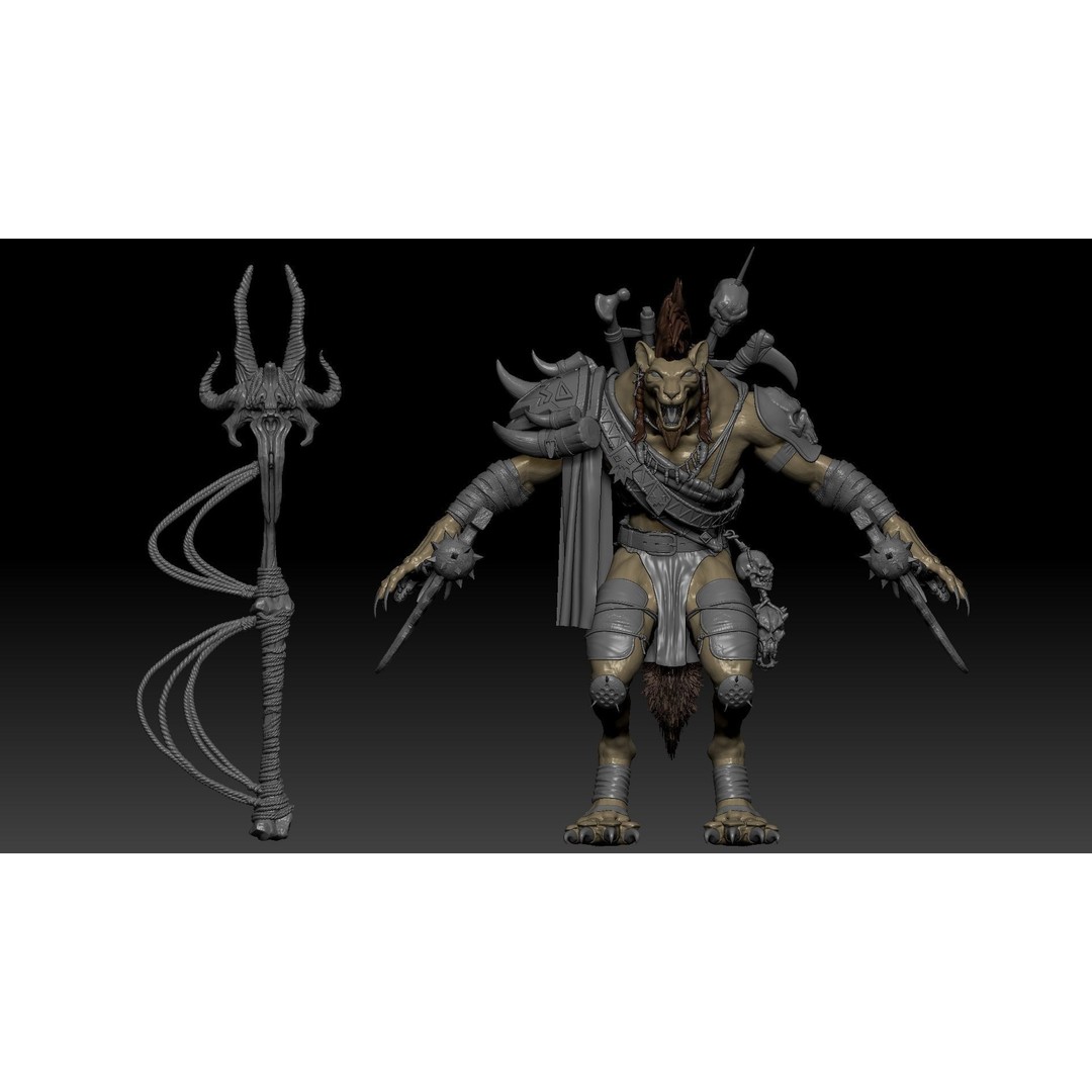 Gnoll Warrior 3D Model – Rigged Low-Poly Character with Animations - View 27