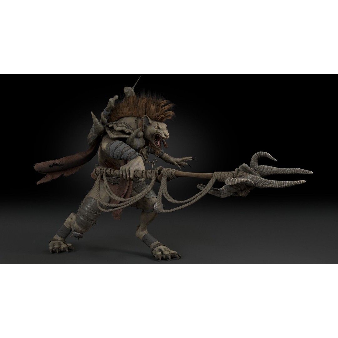 Gnoll Warrior 3D Model – Rigged Low-Poly Character with Animations - View 4