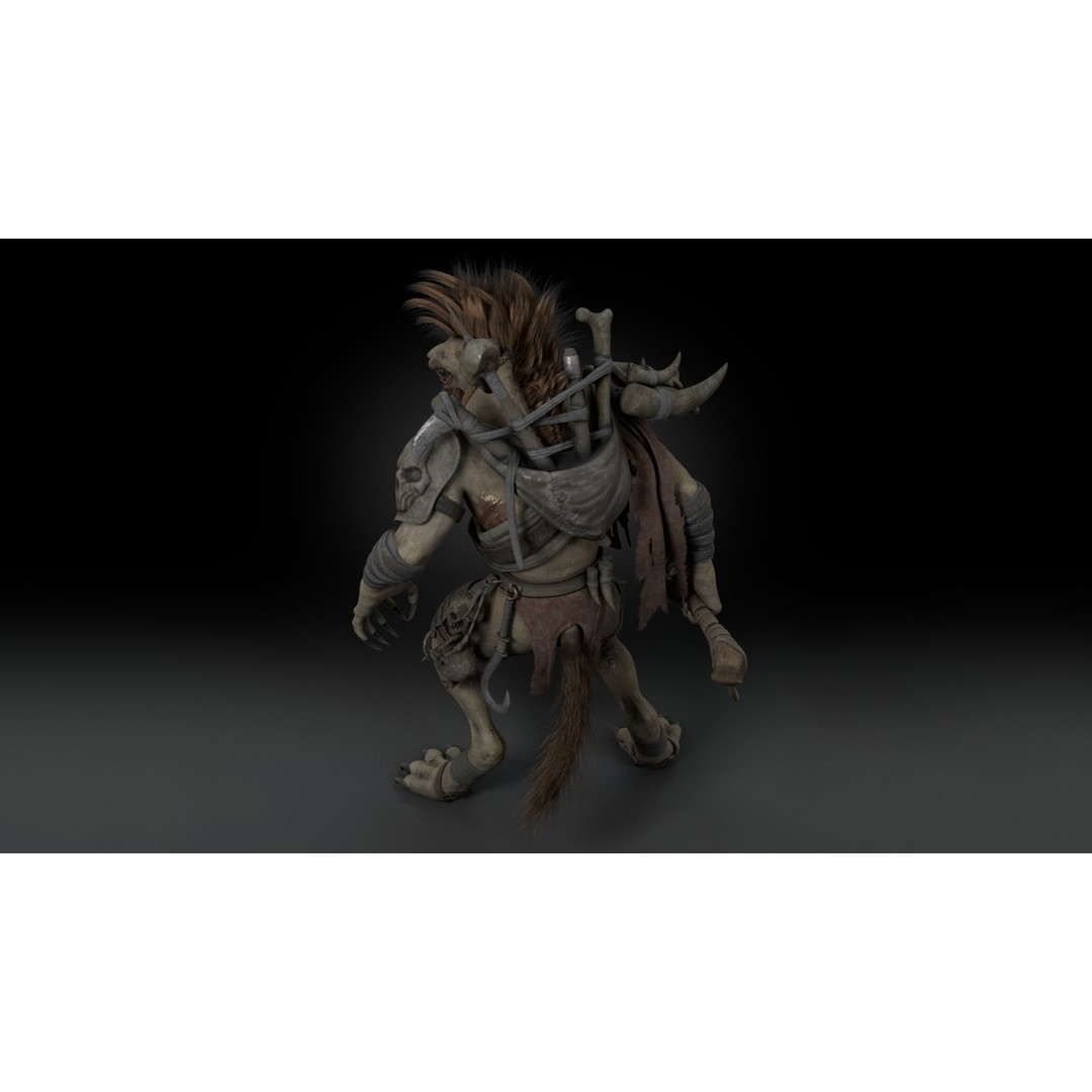 Gnoll Warrior 3D Model – Rigged Low-Poly Character with Animations - View 6