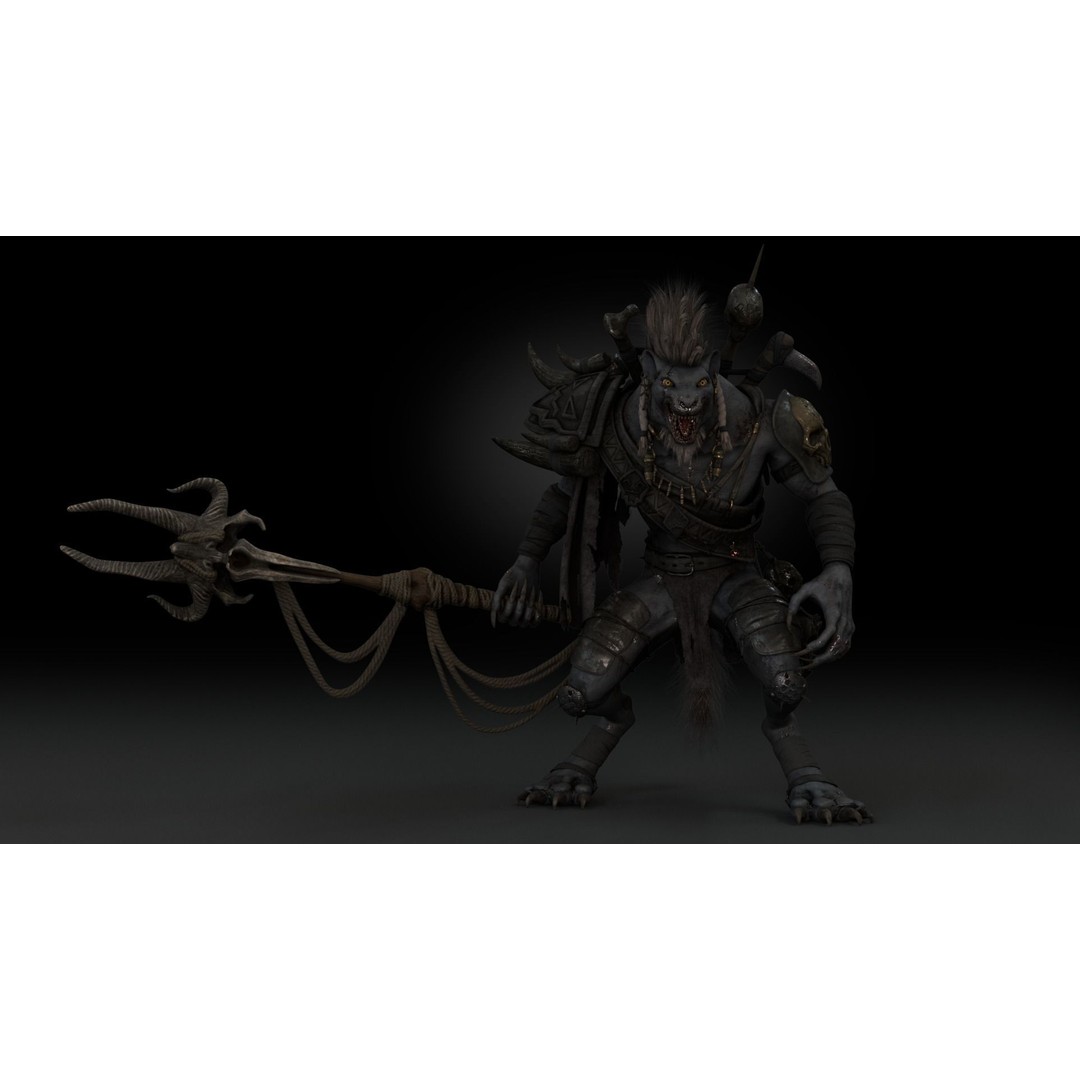 Gnoll Warrior 3D Model – Rigged Low-Poly Character with Animations - View 7