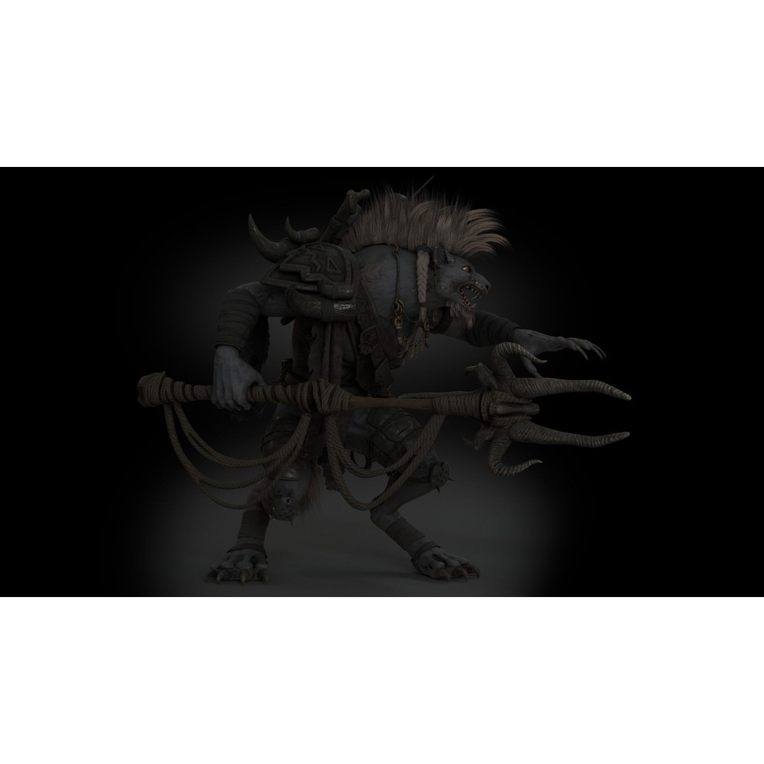 Gnoll Warrior 3D Model – Rigged Low-Poly Character with Animations - View 8