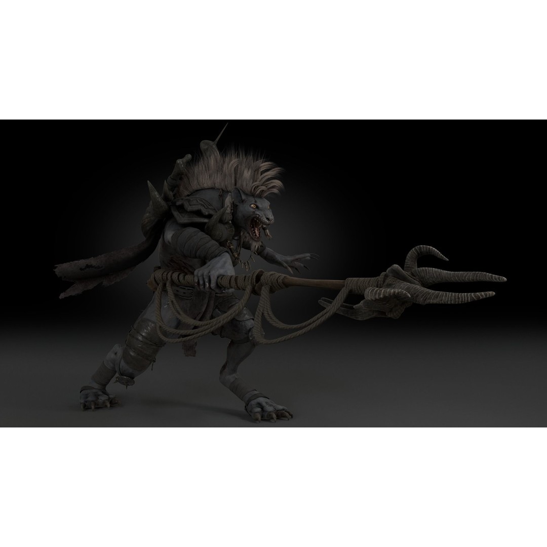 Gnoll Warrior 3D Model – Rigged Low-Poly Character with Animations - View 9