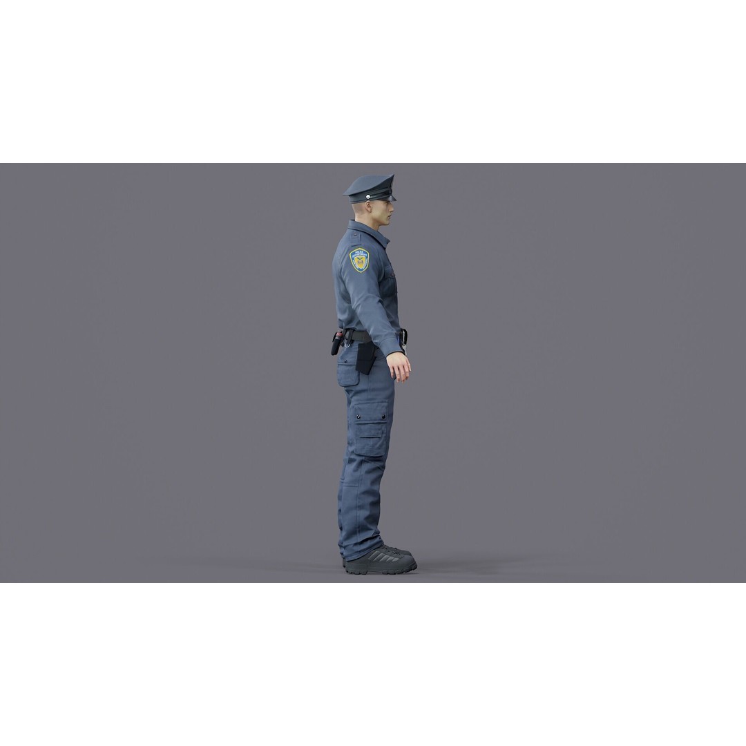 Rigged Police Officer 3D Model – Low Poly Character for Games, FBX - View 15