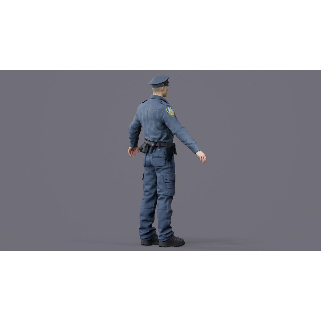 Rigged Police Officer 3D Model – Low Poly Character for Games, FBX - View 17