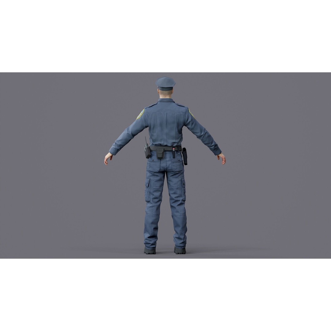 Rigged Police Officer 3D Model – Low Poly Character for Games, FBX - View 20