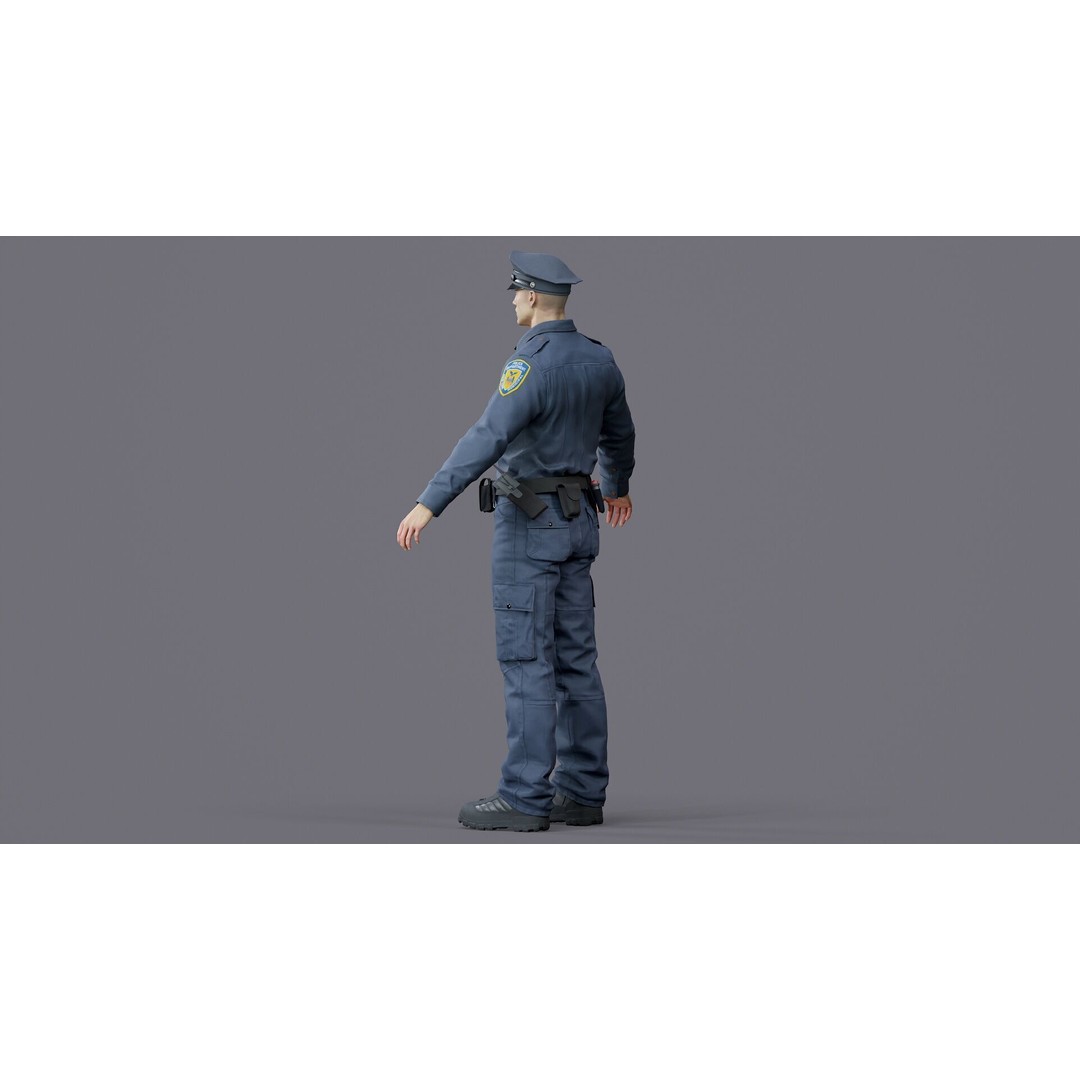 Rigged Police Officer 3D Model – Low Poly Character for Games, FBX - View 23