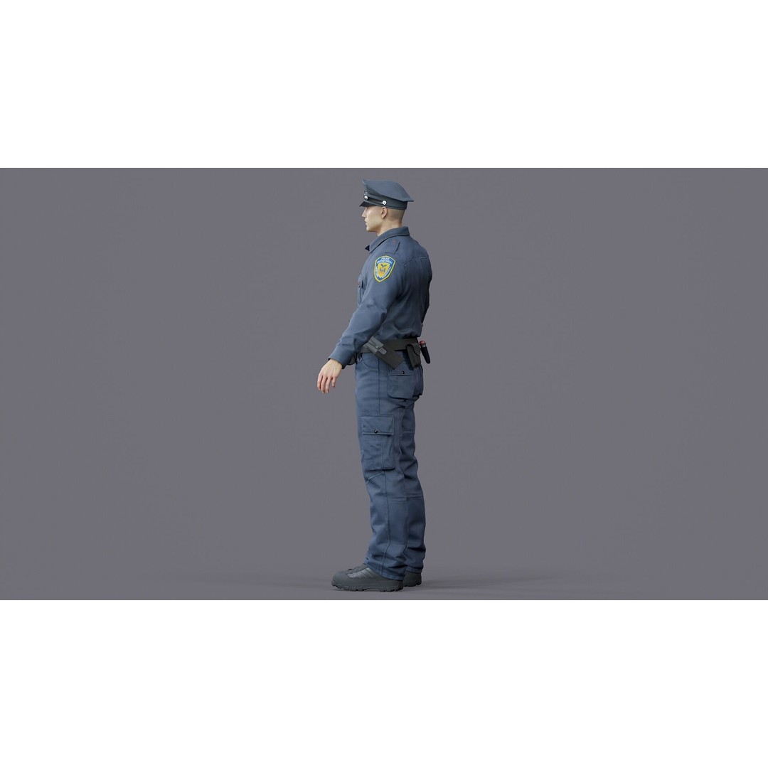 Rigged Police Officer 3D Model – Low Poly Character for Games, FBX - View 24