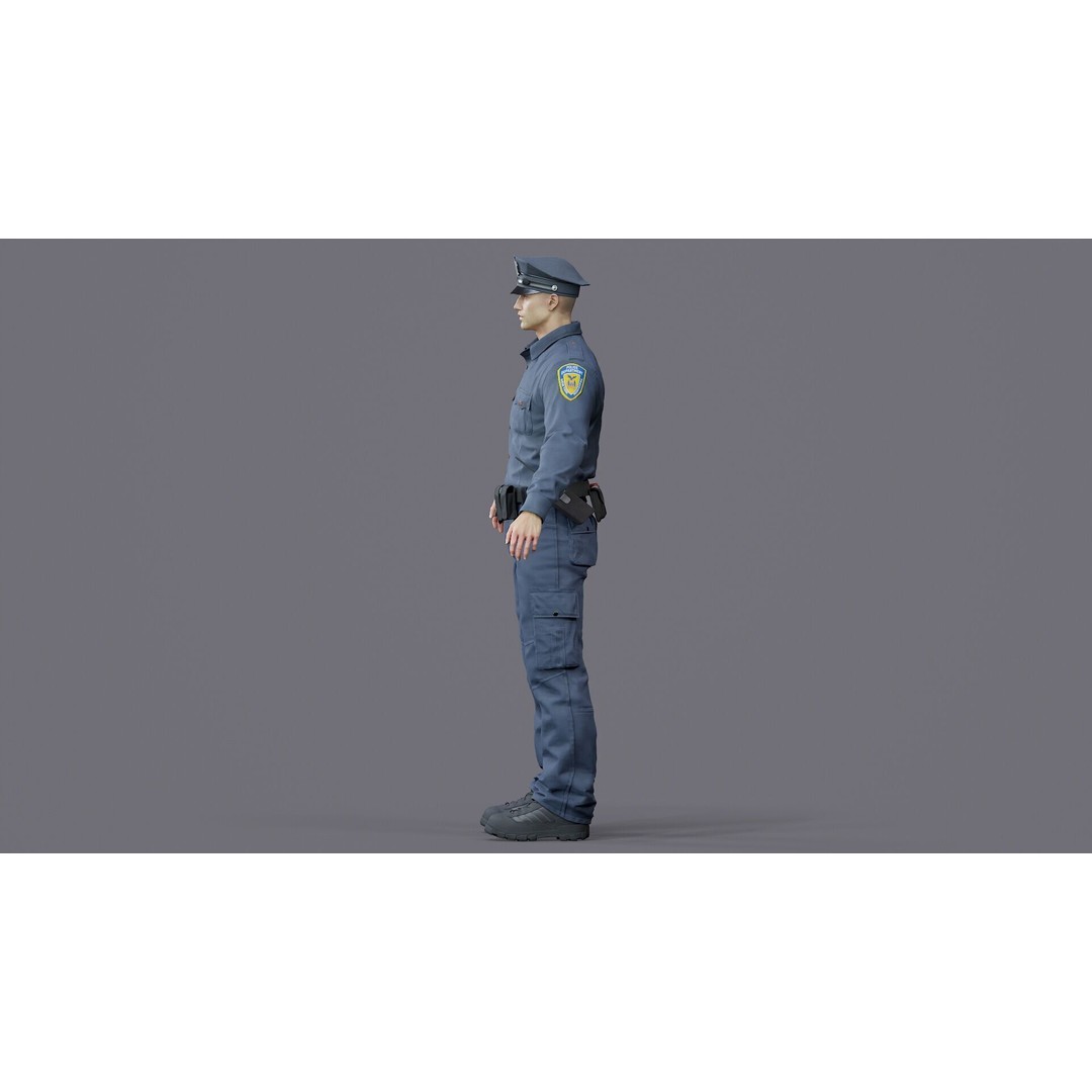 Rigged Police Officer 3D Model – Low Poly Character for Games, FBX - View 25