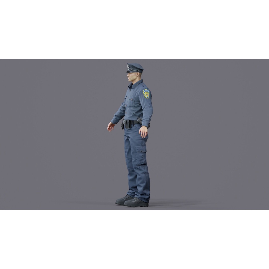 Rigged Police Officer 3D Model – Low Poly Character for Games, FBX - View 26
