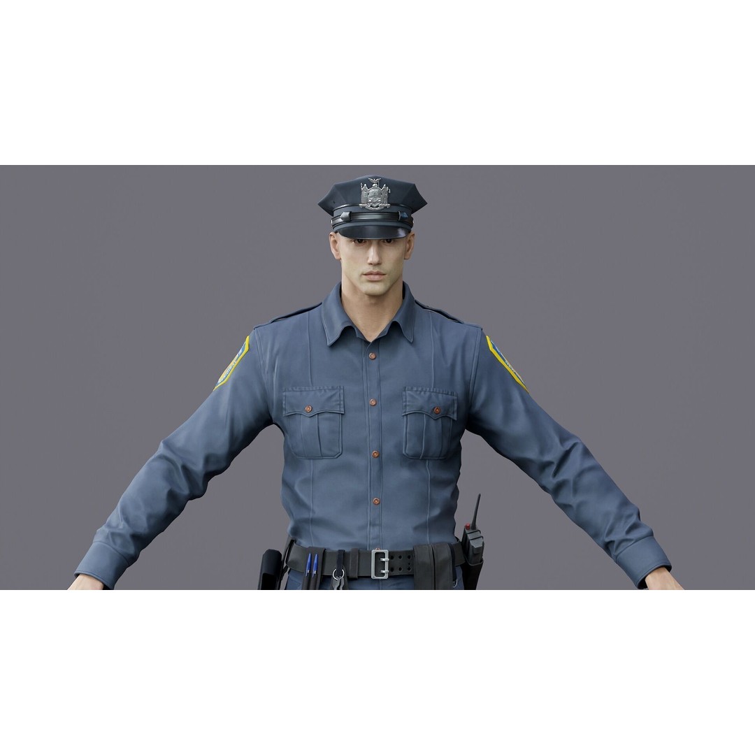 Rigged Police Officer 3D Model – Low Poly Character for Games, FBX - View 30