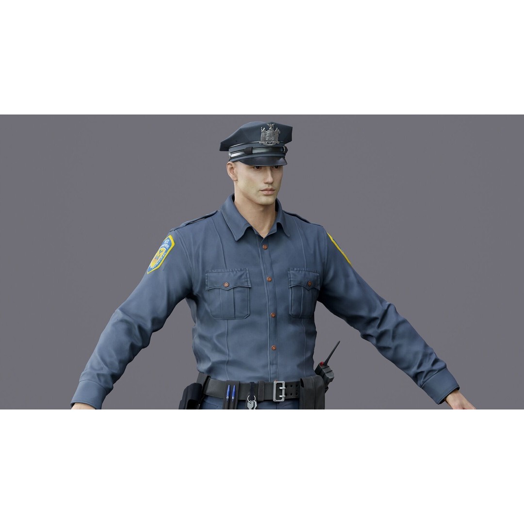 Rigged Police Officer 3D Model – Low Poly Character for Games, FBX - View 31