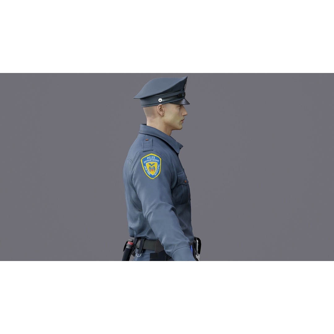 Rigged Police Officer 3D Model – Low Poly Character for Games, FBX - View 35