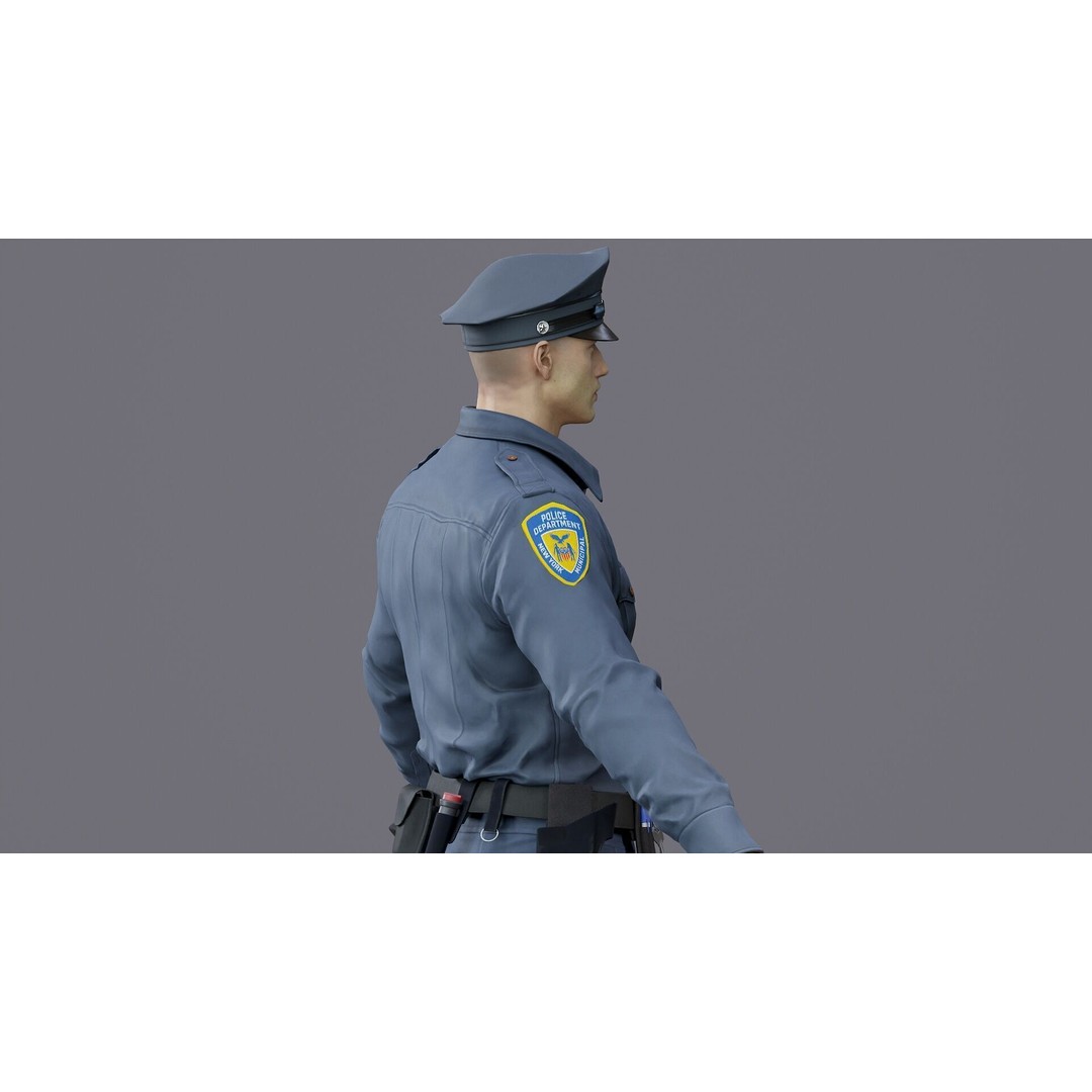 Rigged Police Officer 3D Model – Low Poly Character for Games, FBX - View 36