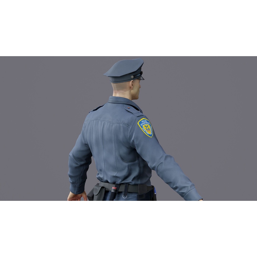 Rigged Police Officer 3D Model – Low Poly Character for Games, FBX - View 37