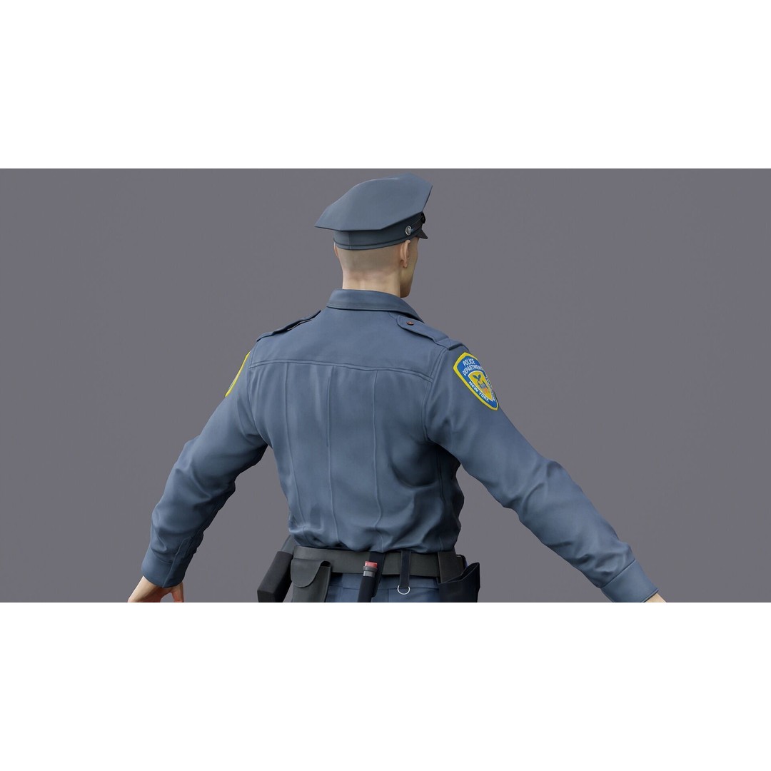 Rigged Police Officer 3D Model – Low Poly Character for Games, FBX - View 38