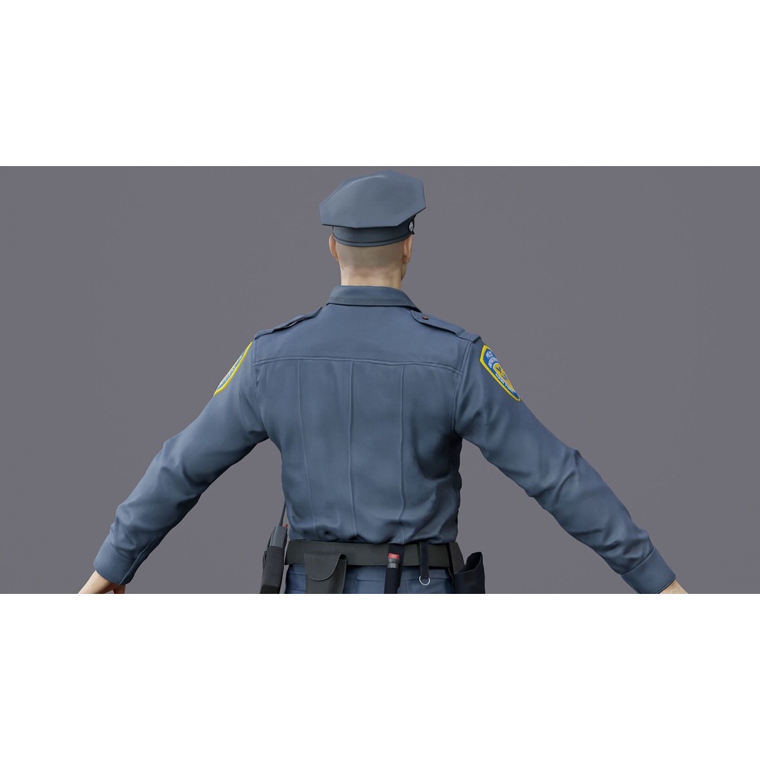 Rigged Police Officer 3D Model – Low Poly Character for Games, FBX - View 39