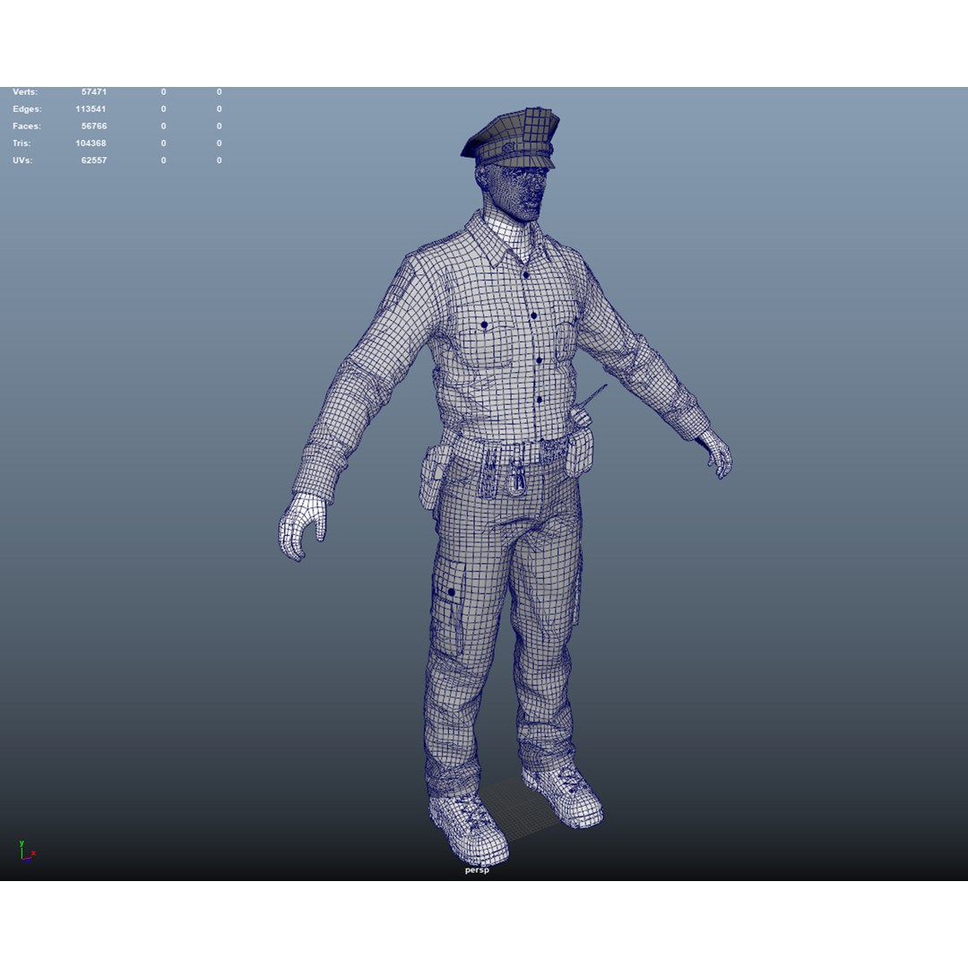 Rigged Police Officer 3D Model – Low Poly Character for Games, FBX - View 4