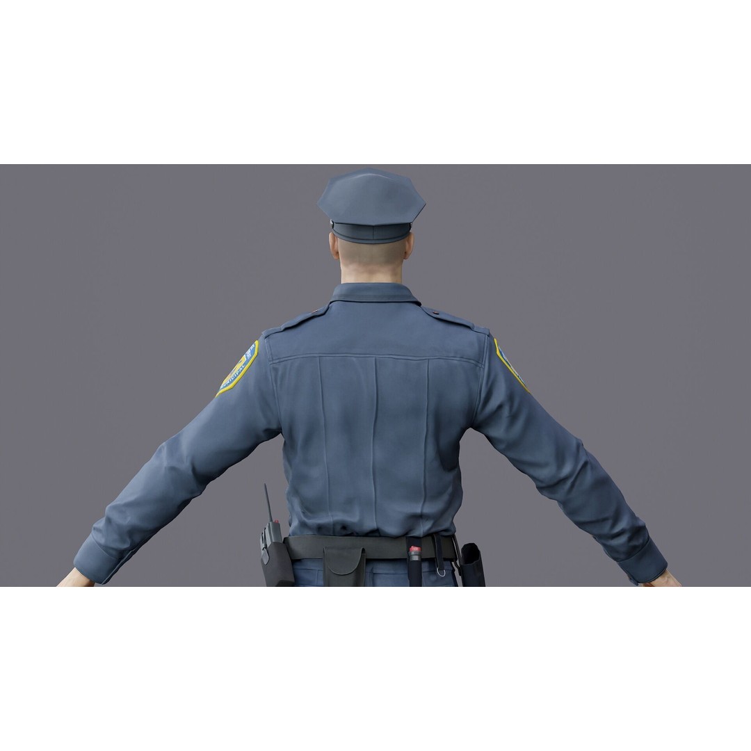 Rigged Police Officer 3D Model – Low Poly Character for Games, FBX - View 40