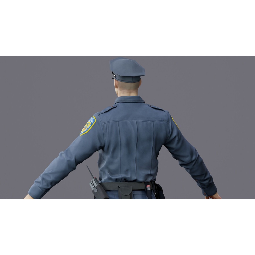 Rigged Police Officer 3D Model – Low Poly Character for Games, FBX - View 41