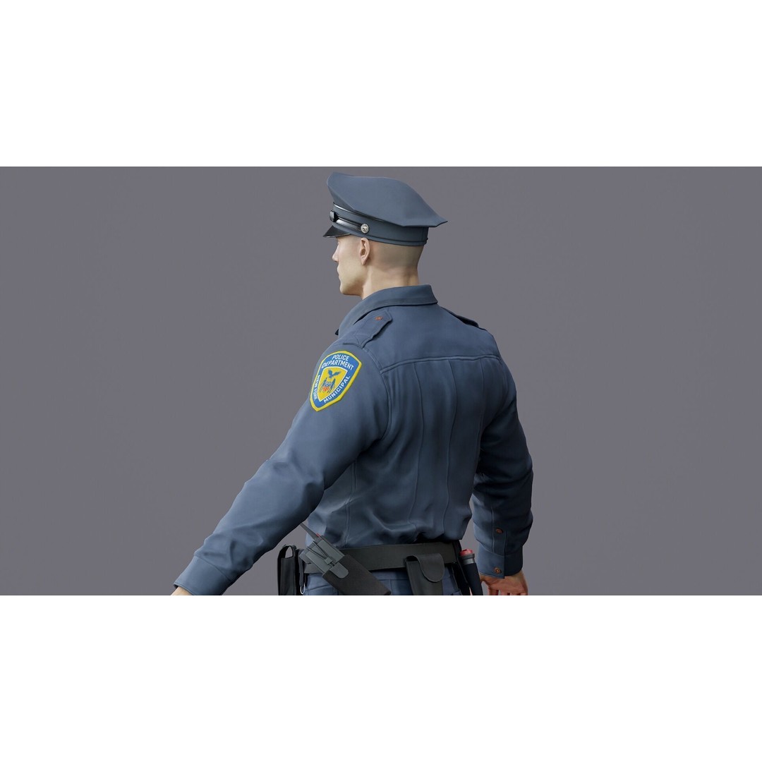 Rigged Police Officer 3D Model – Low Poly Character for Games, FBX - View 43
