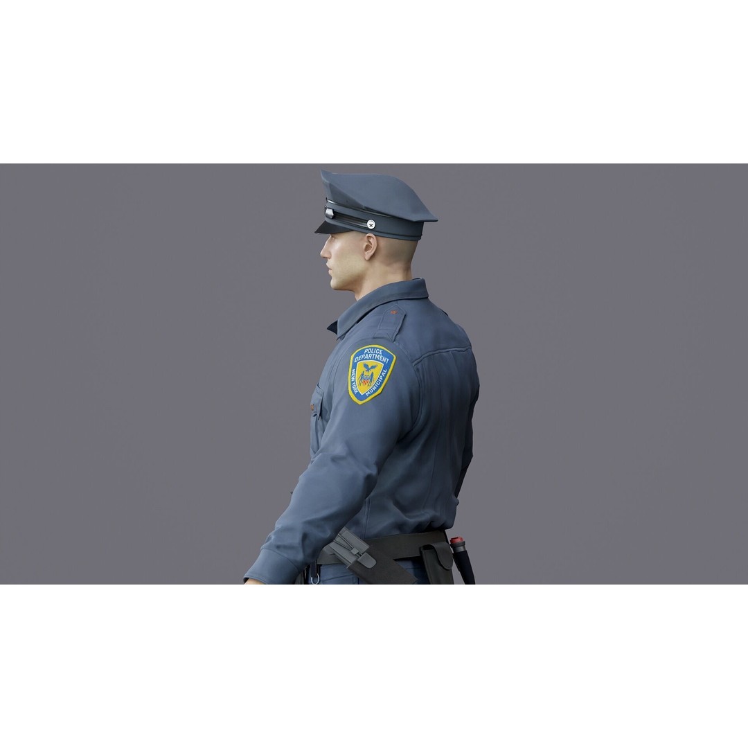 Rigged Police Officer 3D Model – Low Poly Character for Games, FBX - View 44